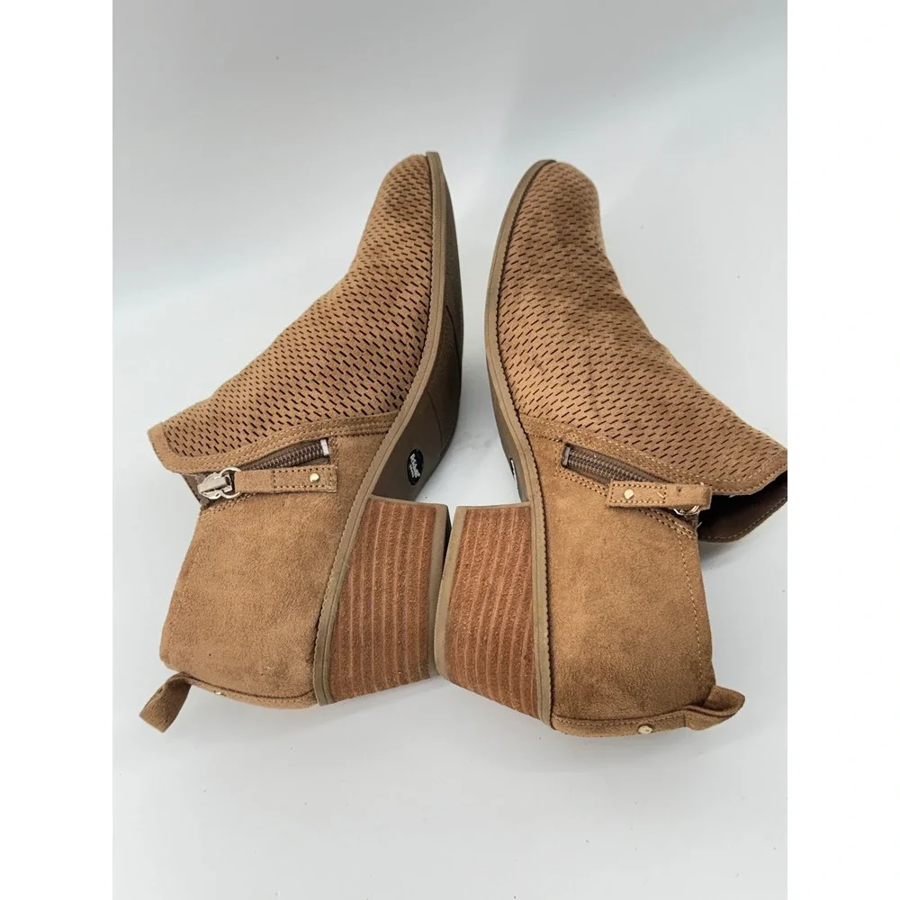 Dr Scholls Ankle Boots Womens 8.5 Brown Perforated Cutout Comfort Booties